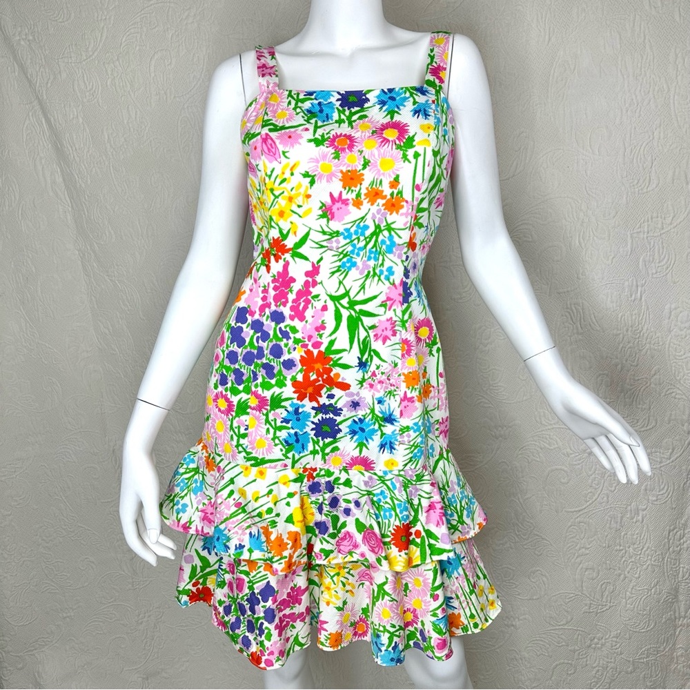 William Pearson 80s VTG Cotton Piqué Multicolor Floral Sundress